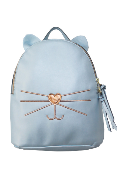 Check Meowt Backpack in Light Blue & Rose Gold