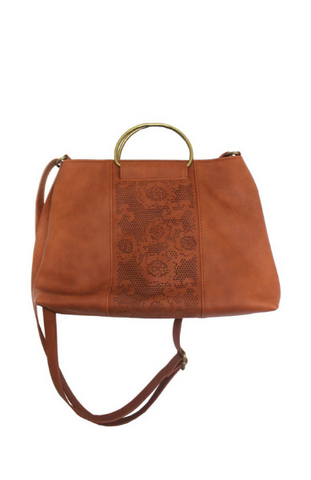 Lea Wood Handle Satchel in Cognac