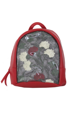 Velvet Floral Backpack in Grey
