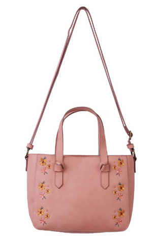 Lea Wood Handle Satchel in Blush