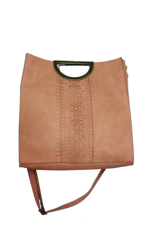 Saddle Bag with Ribbon and Tassel in Brown