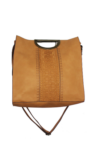 Laser Peel Saddle Bag in Cognac