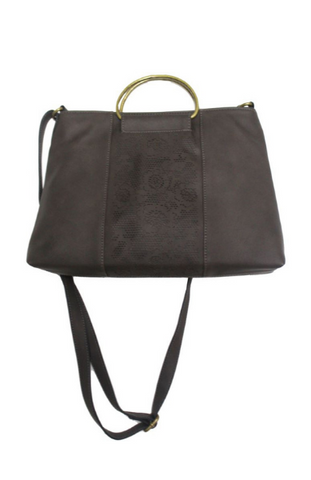 Pearled Ring Satchel in Black