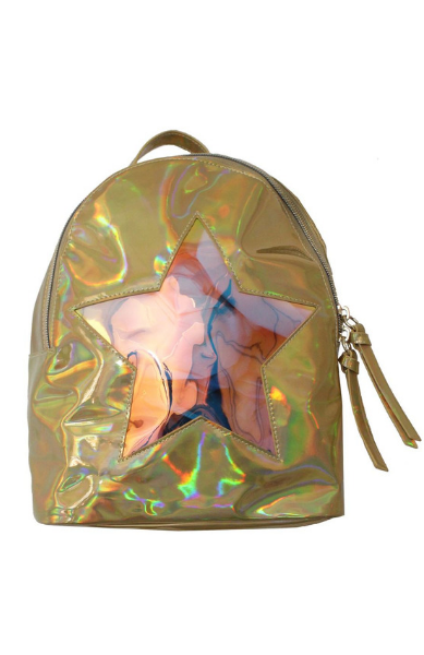 Holographic Star Backpack in Gold