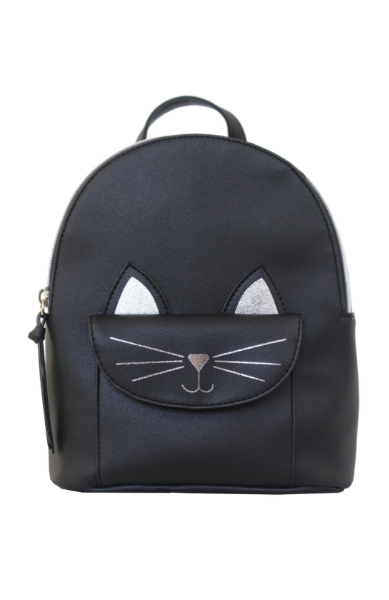 Kitty Pocket Backpack in Black