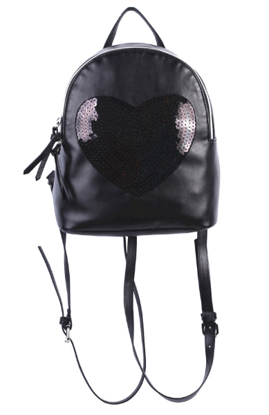 Sparkle Heart Backpack in Black