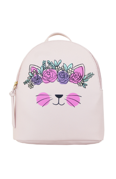 Flower Crown Cat Backpack in Pink