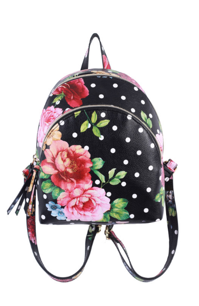 Charlotte Double Zip Backpack in Polka Dot