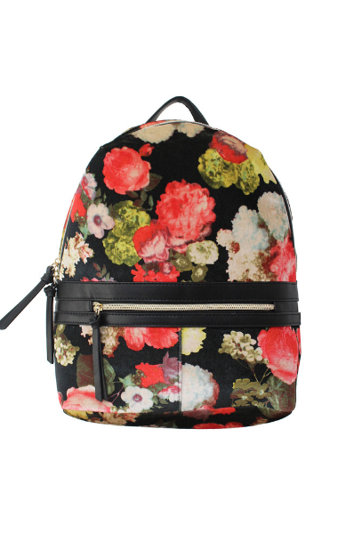 Velvet Floral Backpack in Black