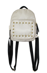 Nylon Backpack With Studs in Bone