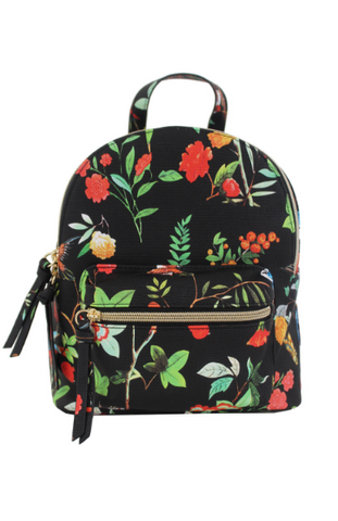 Summer Blooms Backpack in Black & Ivory