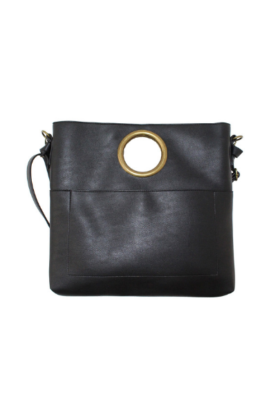 Olivia Ring Handle Bag in Black