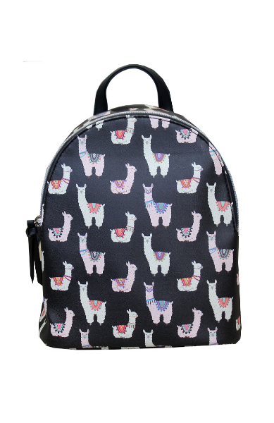 Llamas on Repeat Backpack in Black