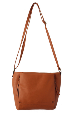 Saddle Bag with Ribbon and Tassel in Brown
