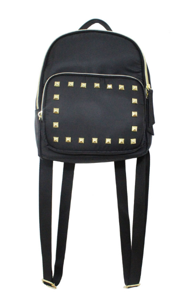 Nylon Backpack With Studs in Black