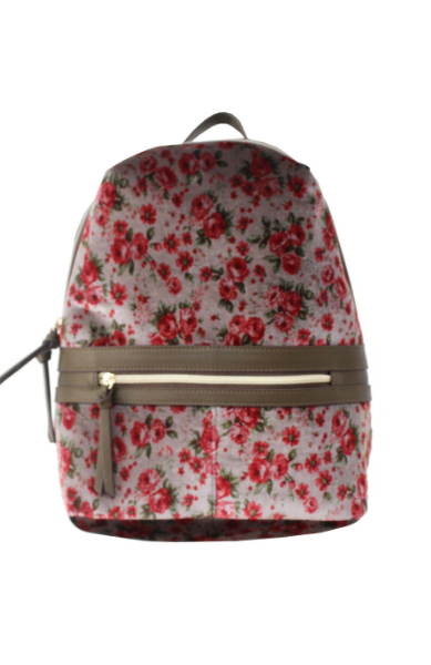 Velvet Floral Backpack in Grey