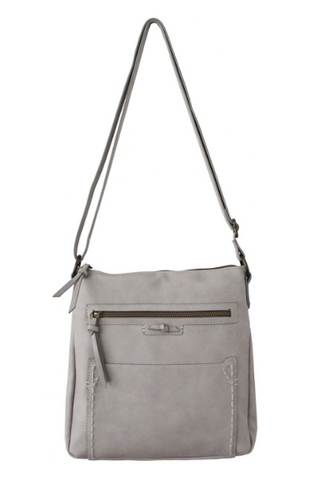 Embroidered Maven Crossbody in Grey