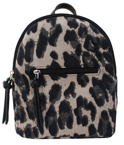 Corduroy Mikey Backpack in Gray Leopard