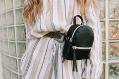Florence Mini Backpack Crossbody in Black