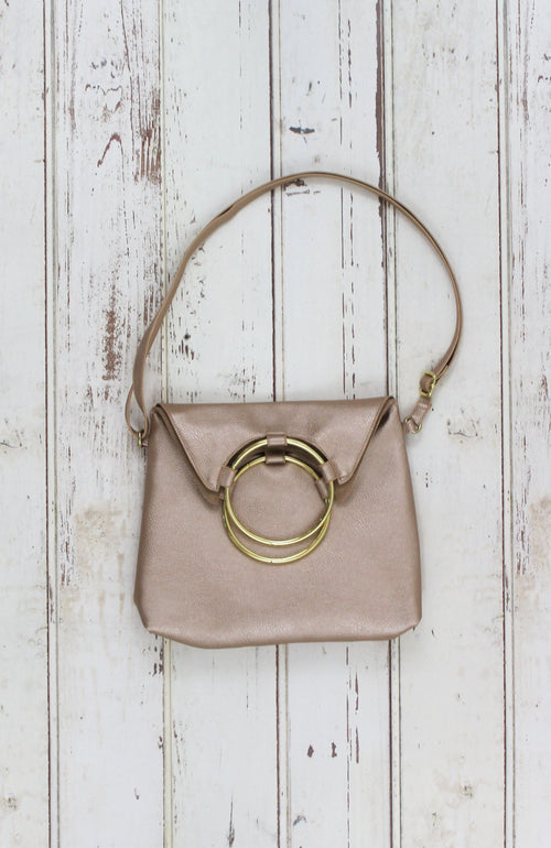 Lexi Ring Fold-over Satchel in Rose Gold