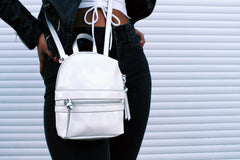 No Apologies Convertible Mini Backpack in Patent White