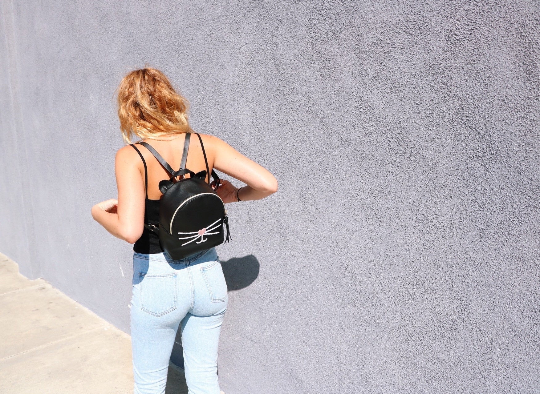 Check Meowt Backpack in Black