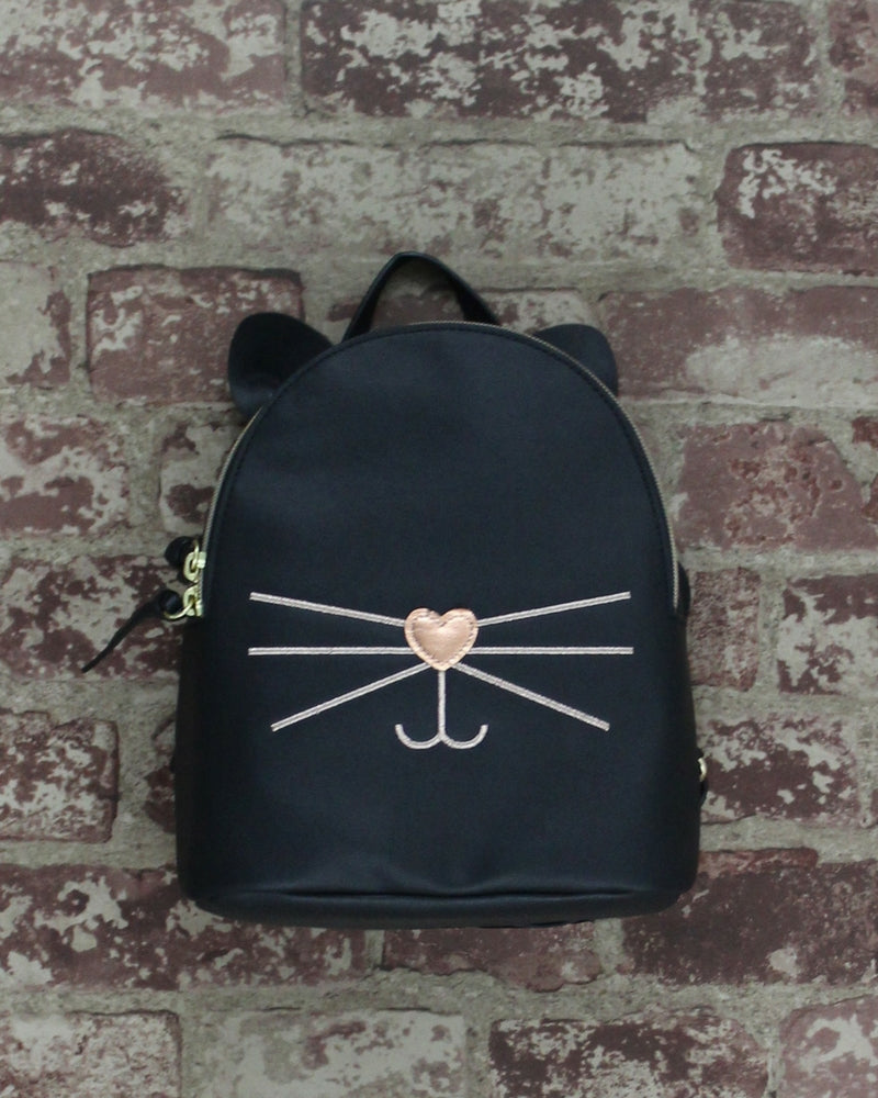 Check Meowt Backpack in Black & Rose Gold